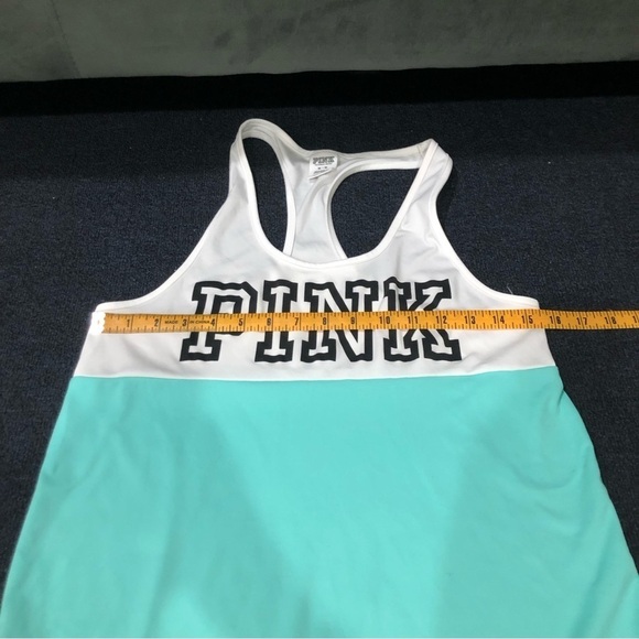 PINK Victoria’s Secret Green & White Tank Top Size Medium - Picture 7 of 9